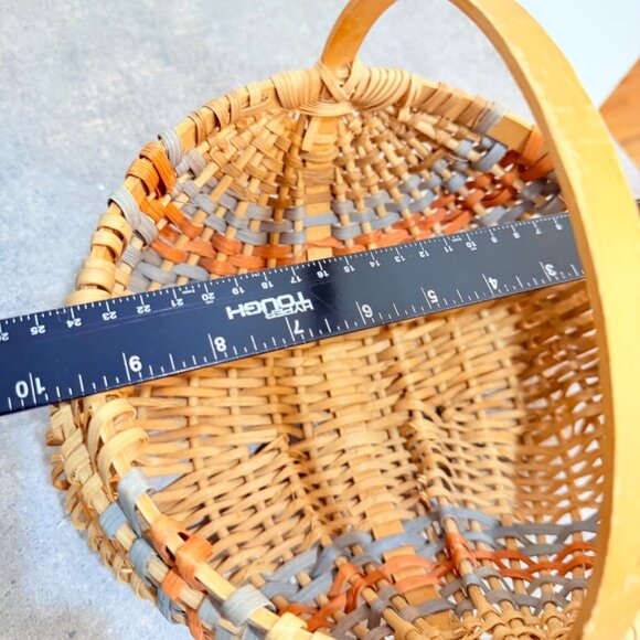 Rustic Wicker Egg Basket Decorative Handle Multicolor Farmhouse Country Style - Picture 8 of 13